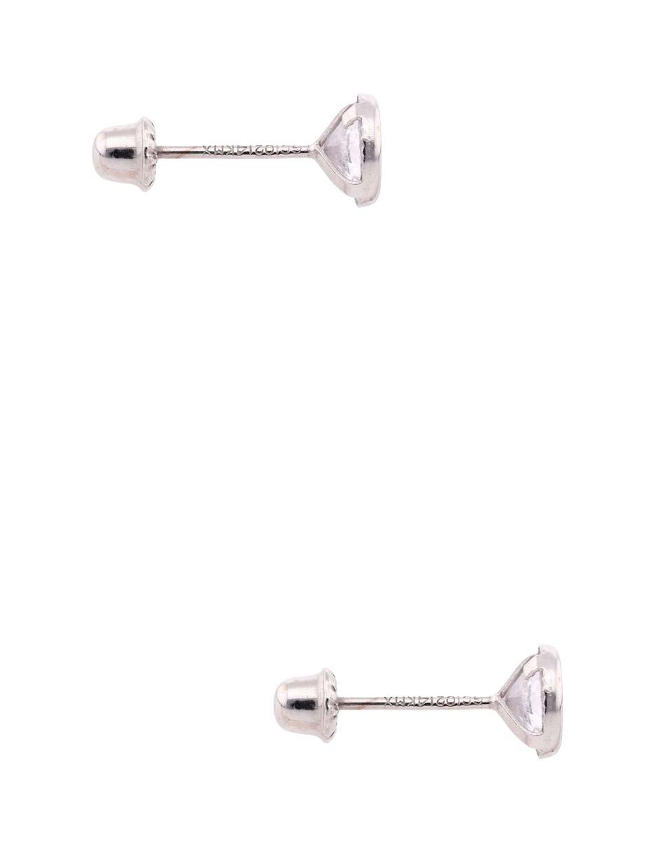 Broqueles circulares de oro blanco 14 K con acabado brillante zirconia Broqueles circulares de oro blanco 14 K con acabado brillante zirconia