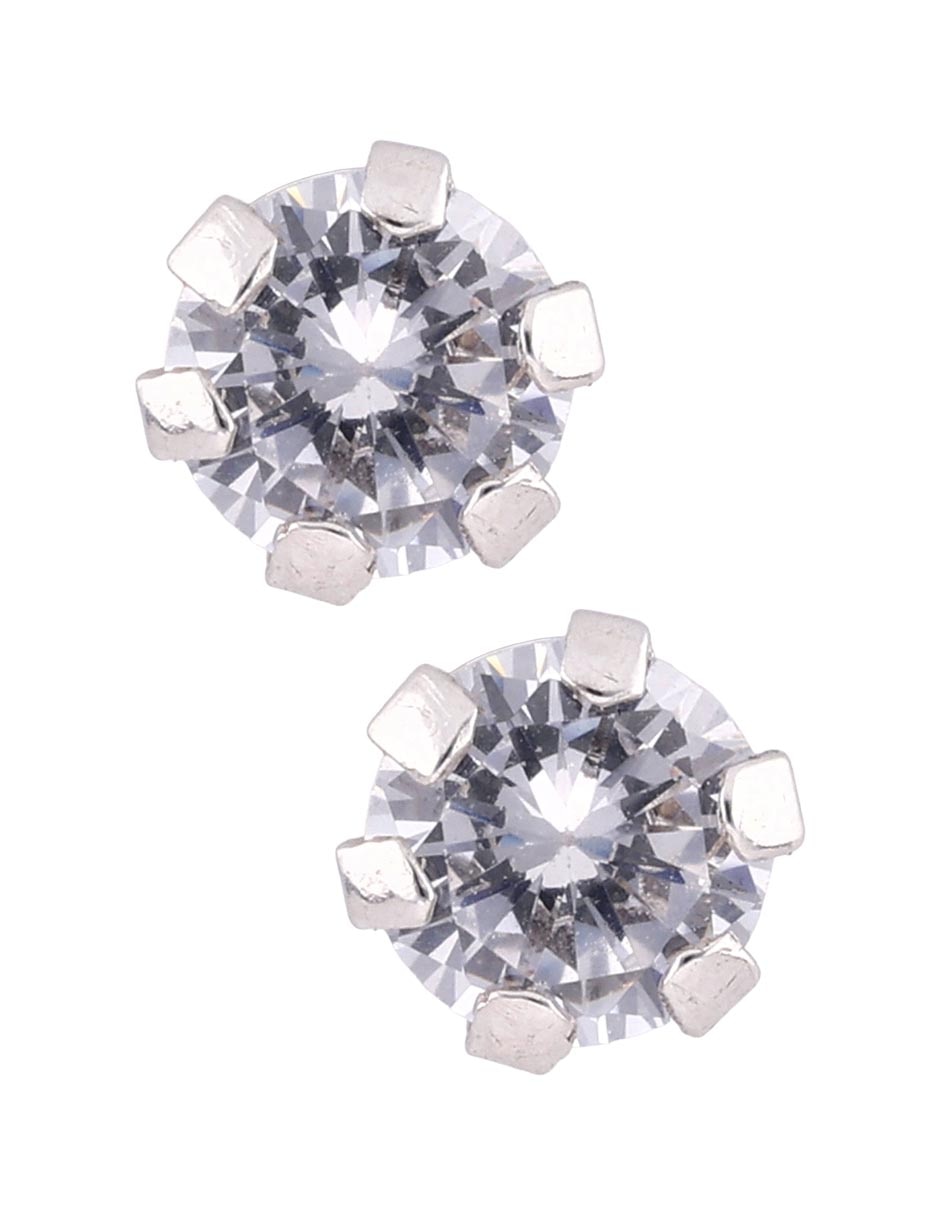 Broqueles Mon Caramel de oro blanco 14 K con acabado pavé zirconia
