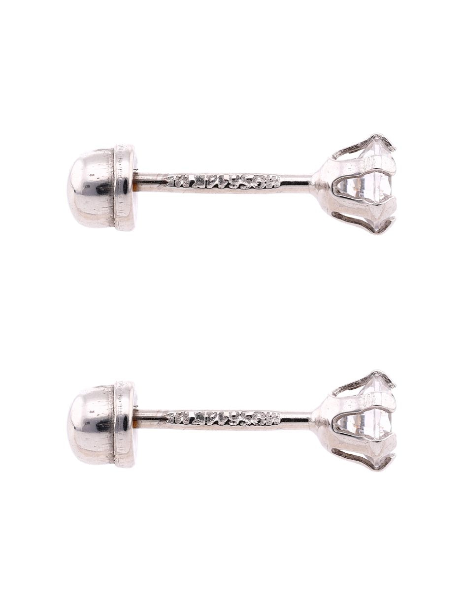 Broqueles de oro blanco 14 K con acabado pavé zirconia