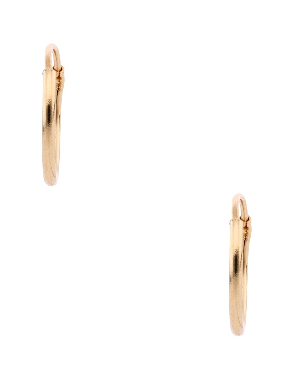 Arracadas redondas de oro amarillo 14 K con acabado brillante 1