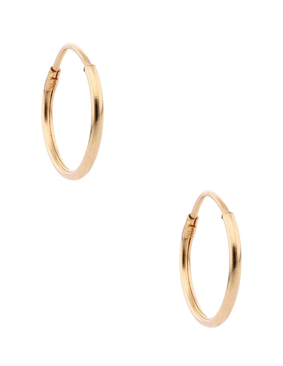 Arracadas redondas de oro amarillo 14 K con acabado brillante 2