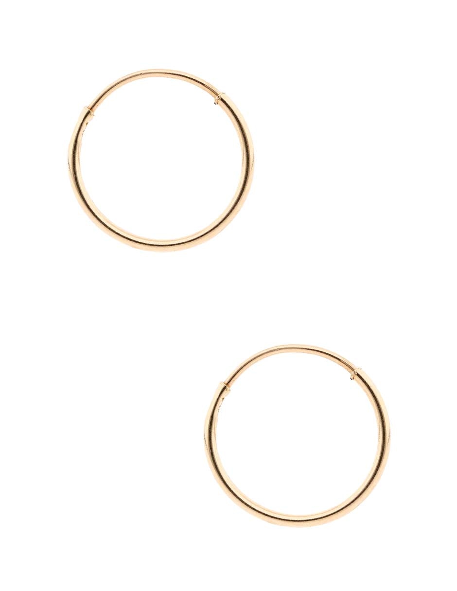 Arracadas redondas de oro amarillo 14 K con acabado brillante