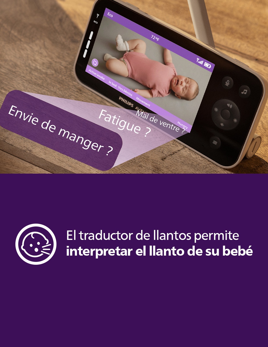 Monitor con cámara para bebé avent scd973/37
