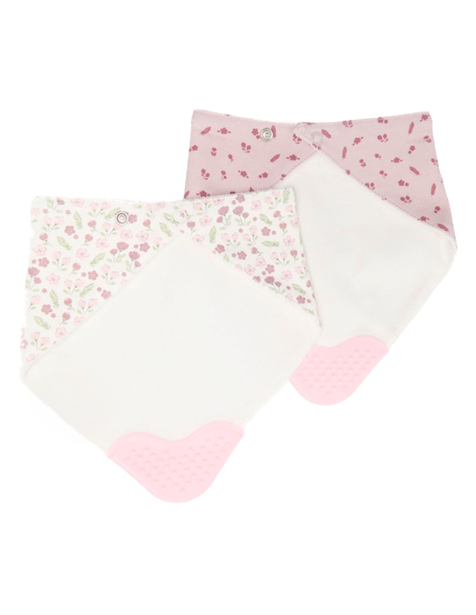Set Babero Mon Caramel Estampado Floral De Algodón 2 Piezas