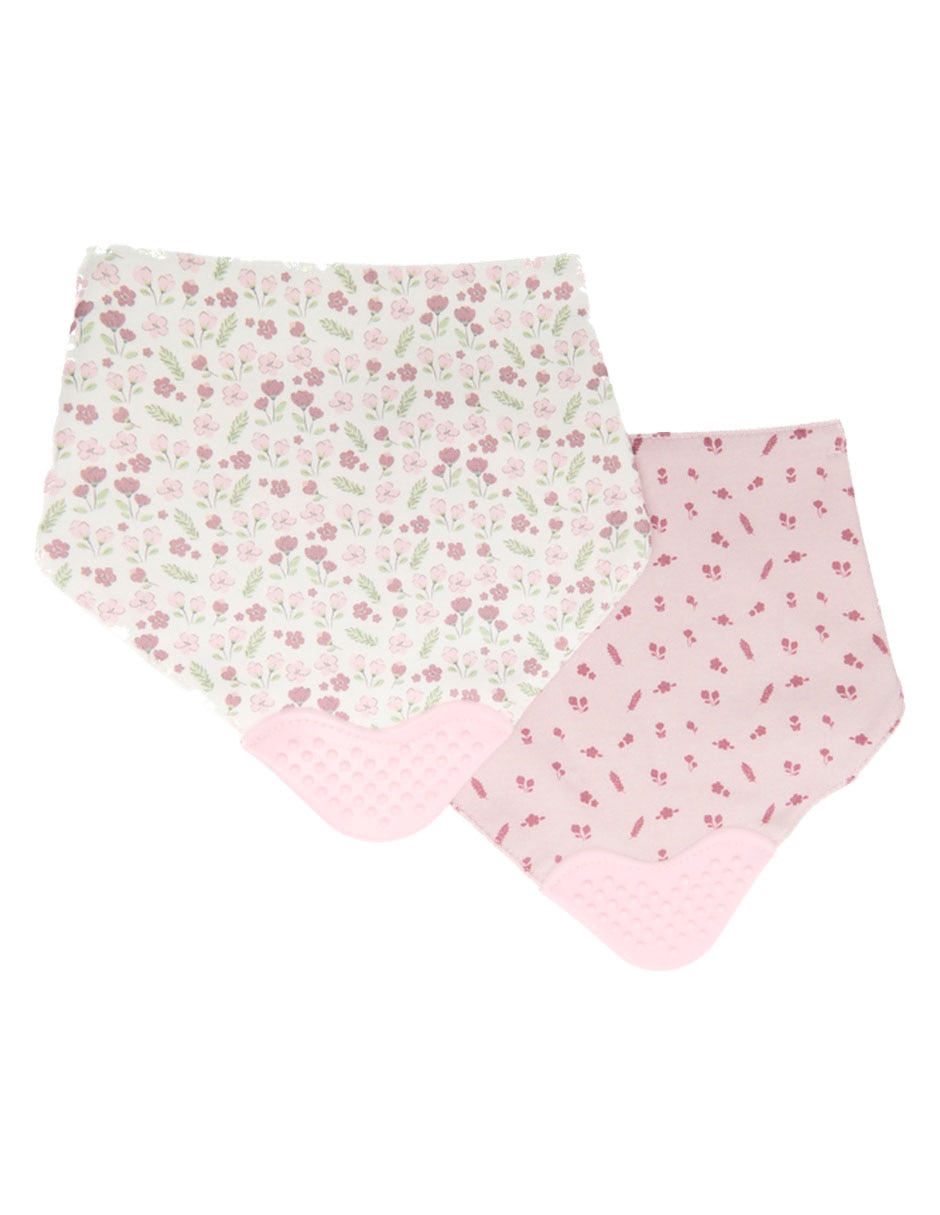 Set Babero Estampado Floral De Algodón 2 Piezas