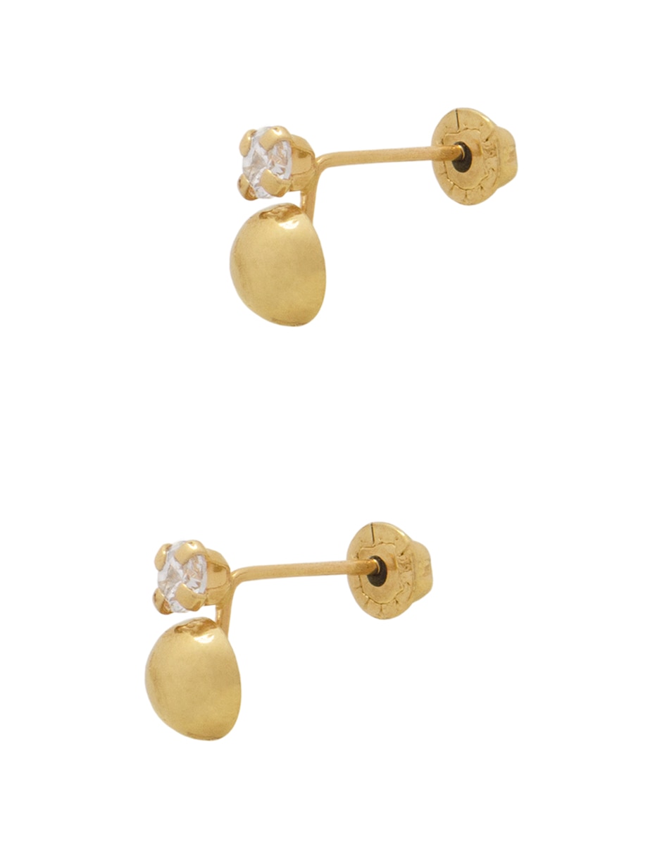 Broqueles de redonda mon caramel navidad de oro amarillo 14 k con acabado pulido zirconia