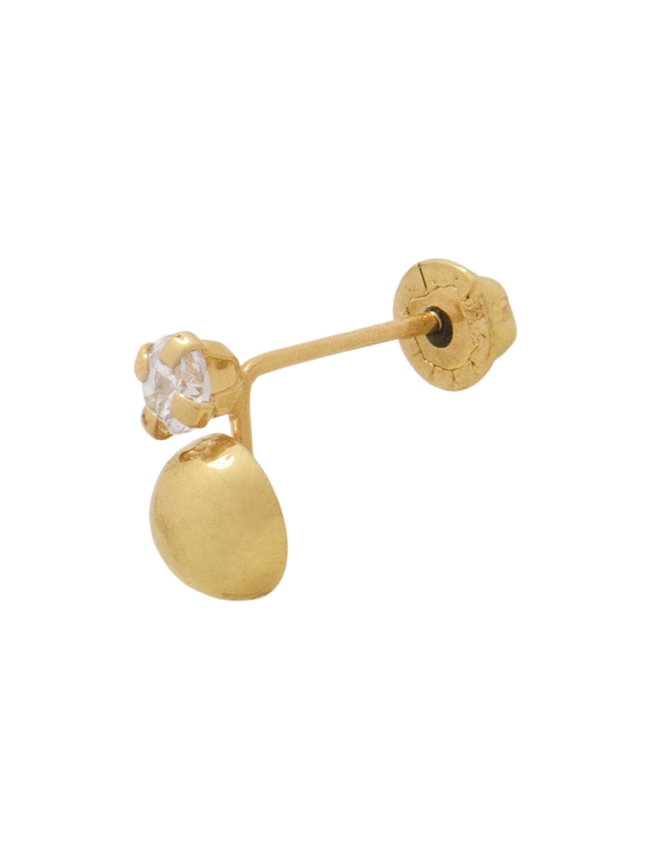 Broqueles de redonda mon caramel navidad de oro amarillo 14 k con acabado pulido zirconia
