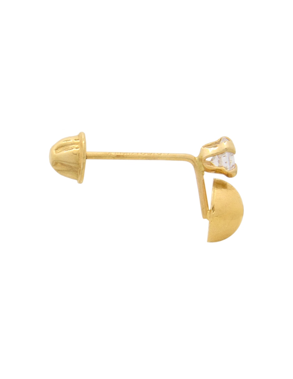 Broqueles de redonda navidad de oro amarillo 14 k con acabado pulido zirconia Broqueles de redonda navidad de oro amarillo 14 k con acabado pulido zirconia