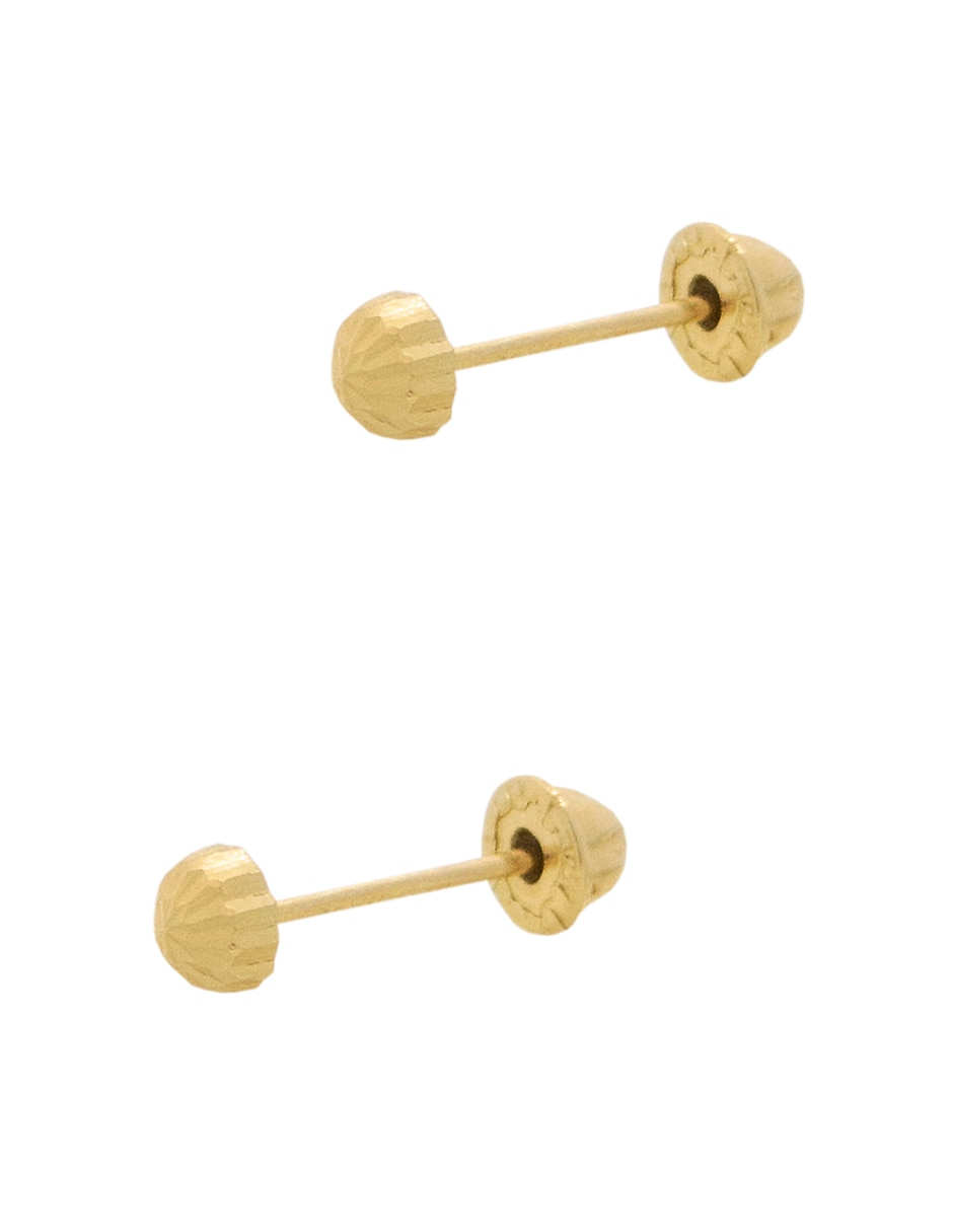 Broqueles navideños redondos de oro amarillo 14 K con acabado pulido 2