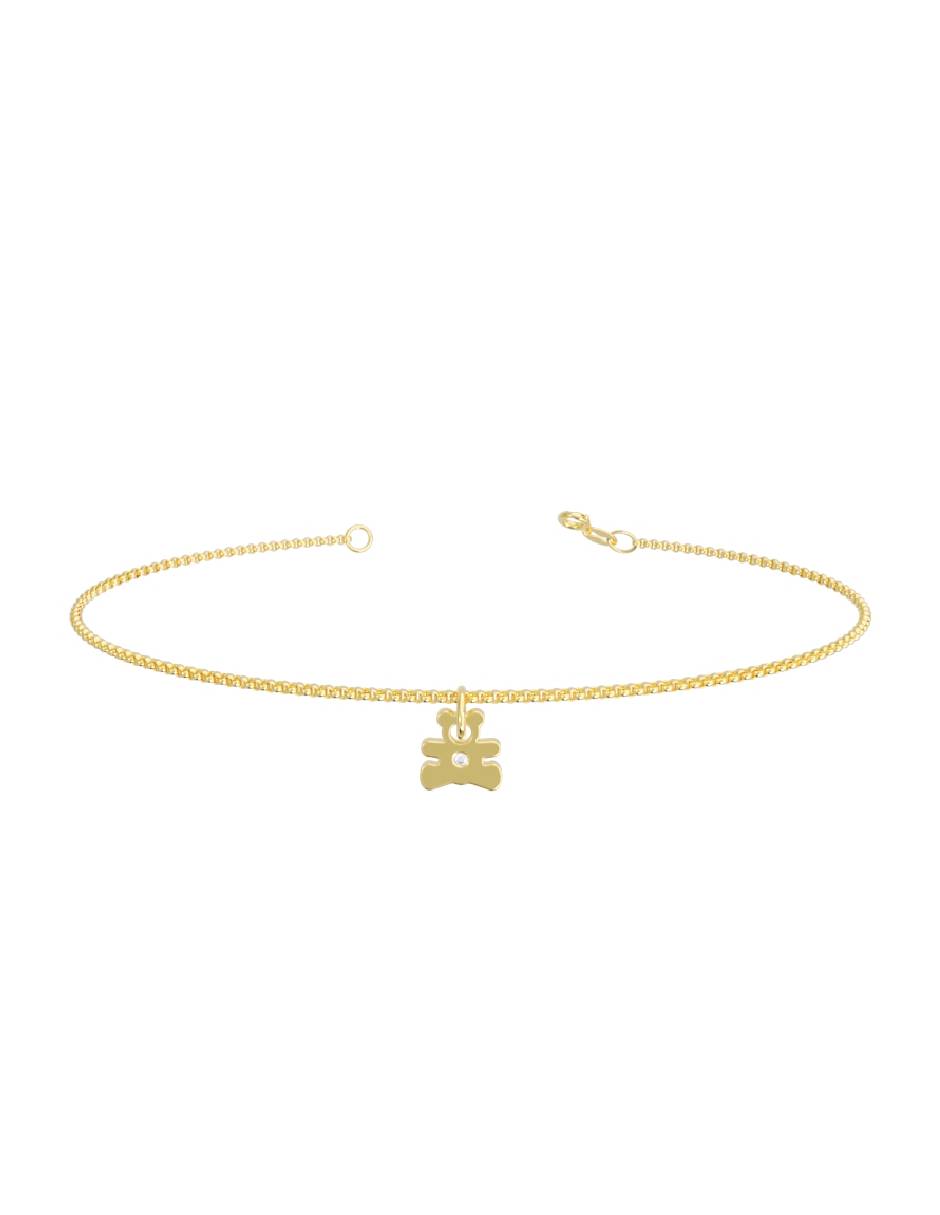 Pulsera de oro con zirconia 14 K acabado pulido