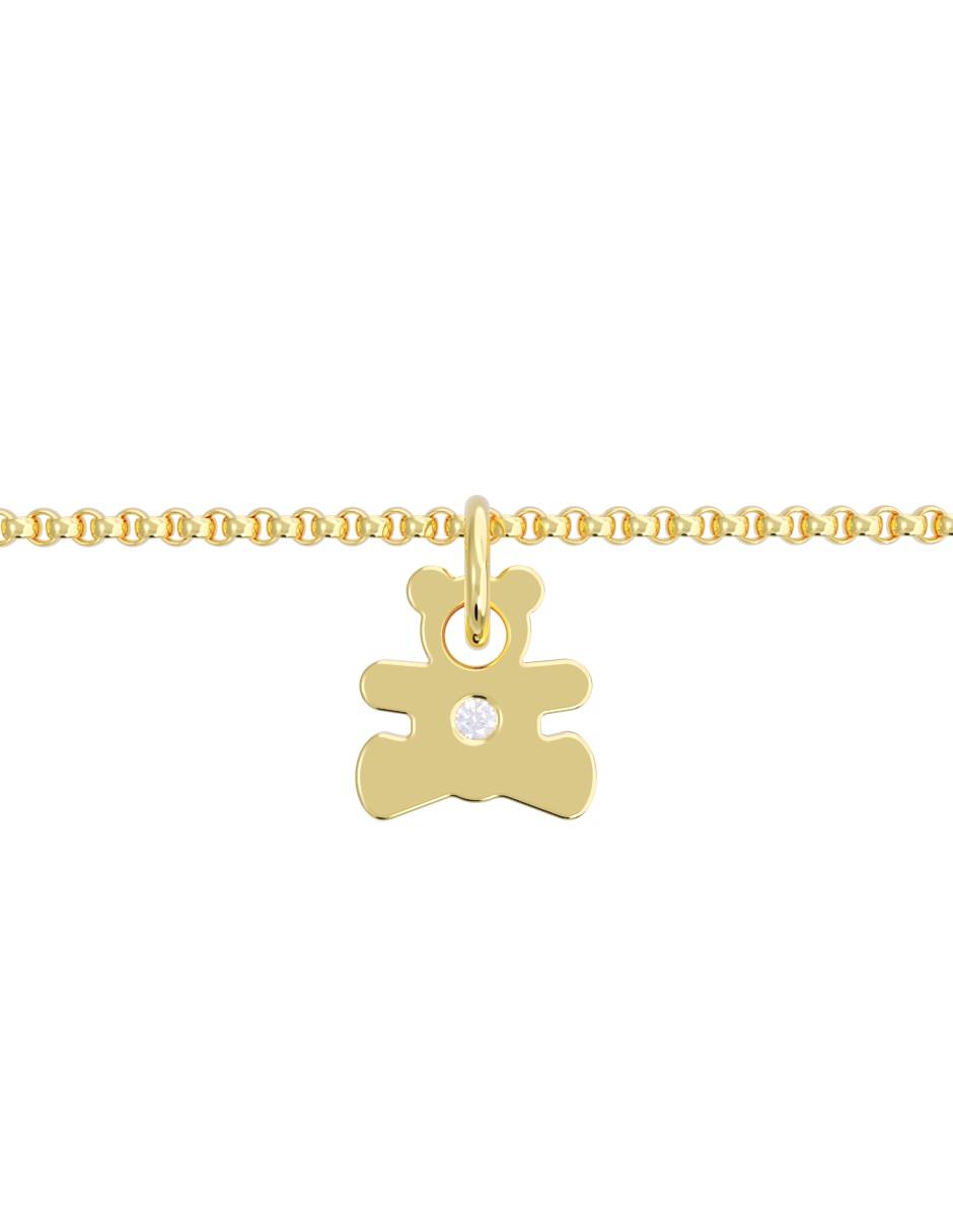 Pulsera de oro con zirconia 14 K acabado pulido