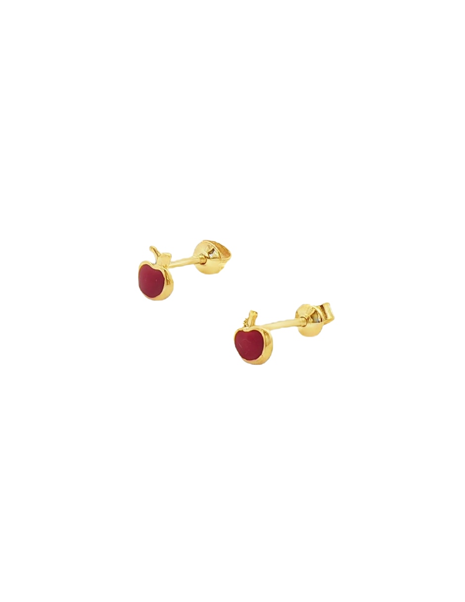 Broqueles de manzana de oro 14 K con acabado pulido 2