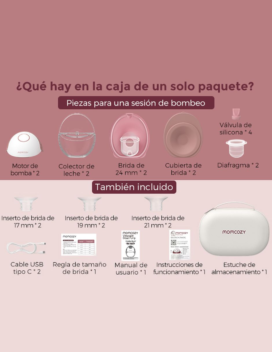 Extractor eléctrico de leche simple Momcozy Serie M6 Wearable