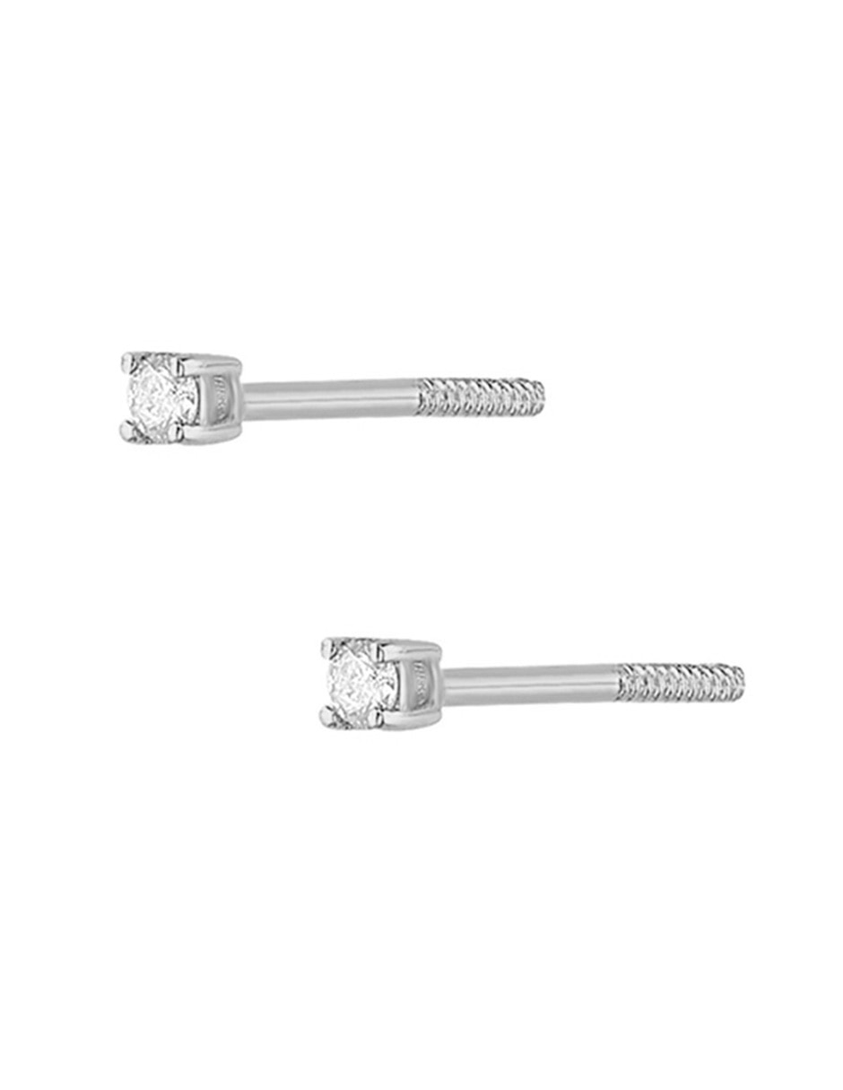 Broqueles redondos sabelli de oro blanco 14 k con acabado pavé diamante