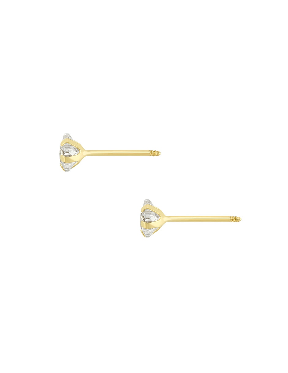 Broqueles de estrella de oro amarillo 14 K con acabado pulido zirconia 2
