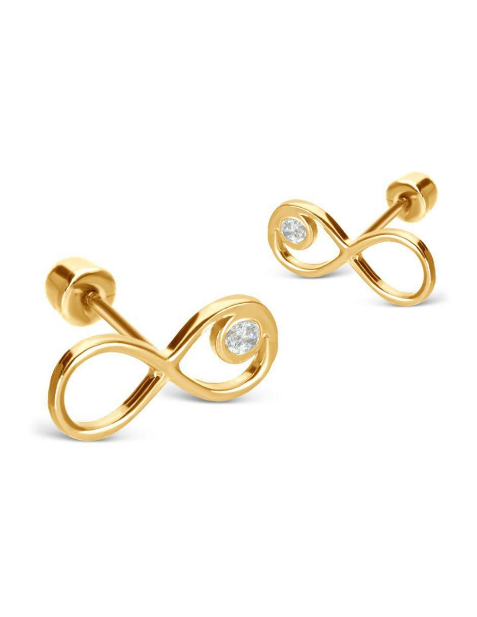Broqueles de infinito de oro 14 K zirconia 1