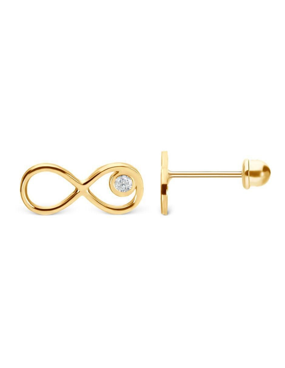 Broqueles de infinito de oro 14 K zirconia