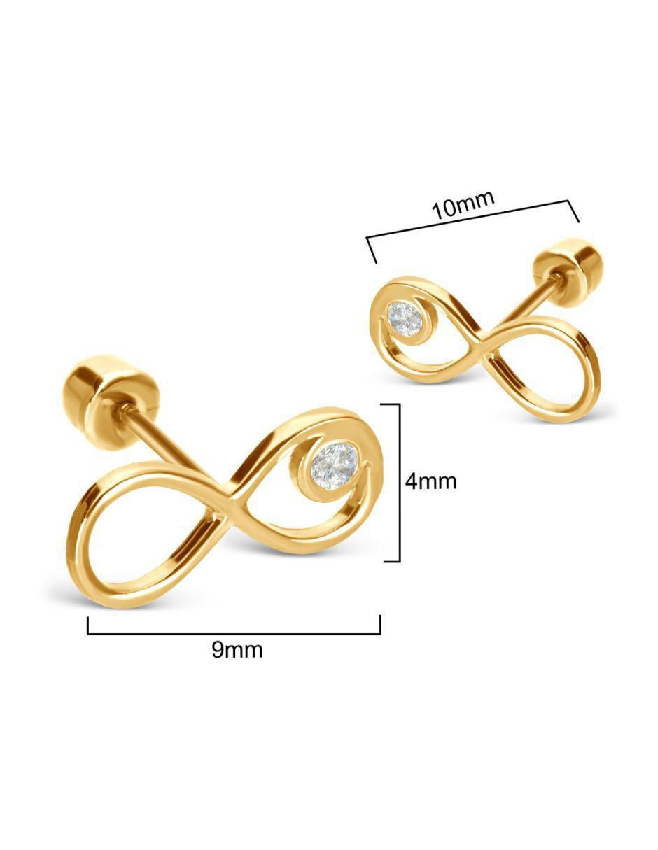 Broqueles de infinito de oro 14 K zirconia 3