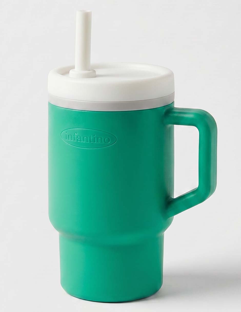Vaso con tapa y popote