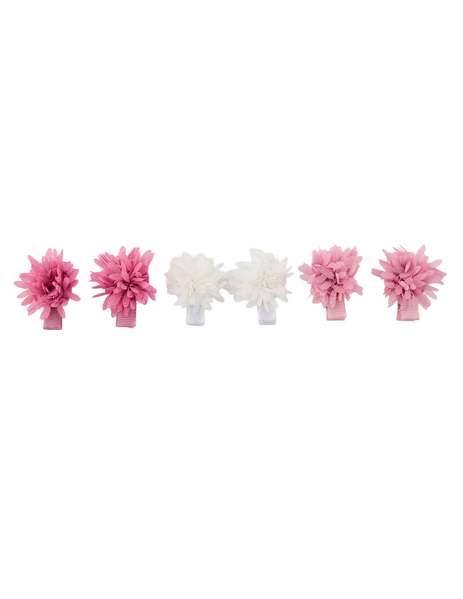 Set de 6 moños para cabello con flor