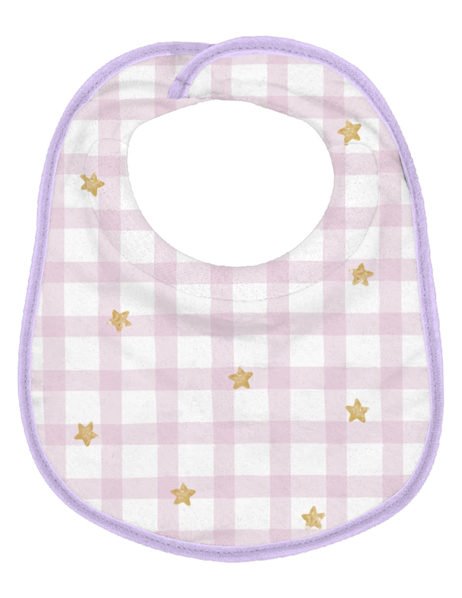 Set Babero Mon Caramel Mc 2026 Estampado Diferentes Diseños De Poliéster 2 Piezas (Si Aplica)