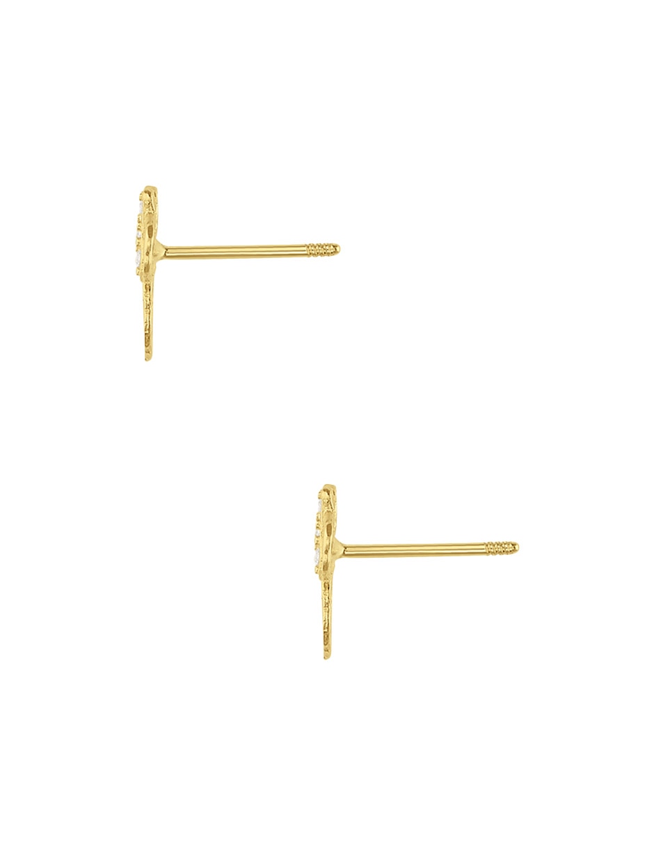 Broqueles de redonda minnie disney joyeria bebés de oro amarillo 14 k con acabado liso pulido zirconia