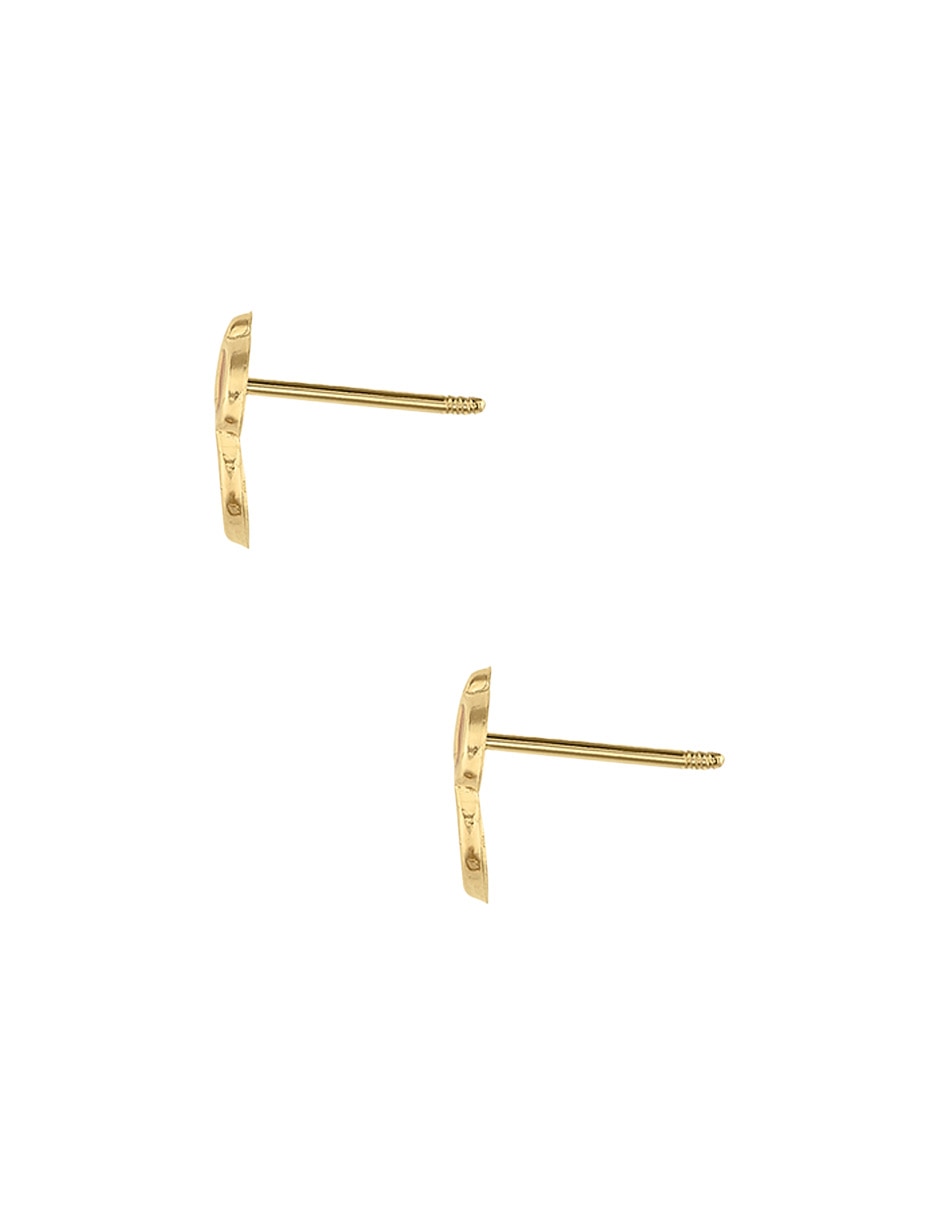 Broqueles de redonda minnie disney joyeria bebés de oro amarillo 14 k con acabado liso esmaltado