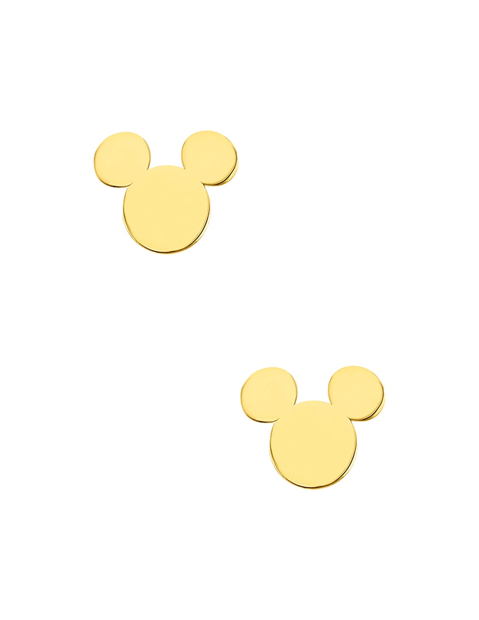 Broqueles redondos Mickey de oro amarillo 14 K con acabado pulido