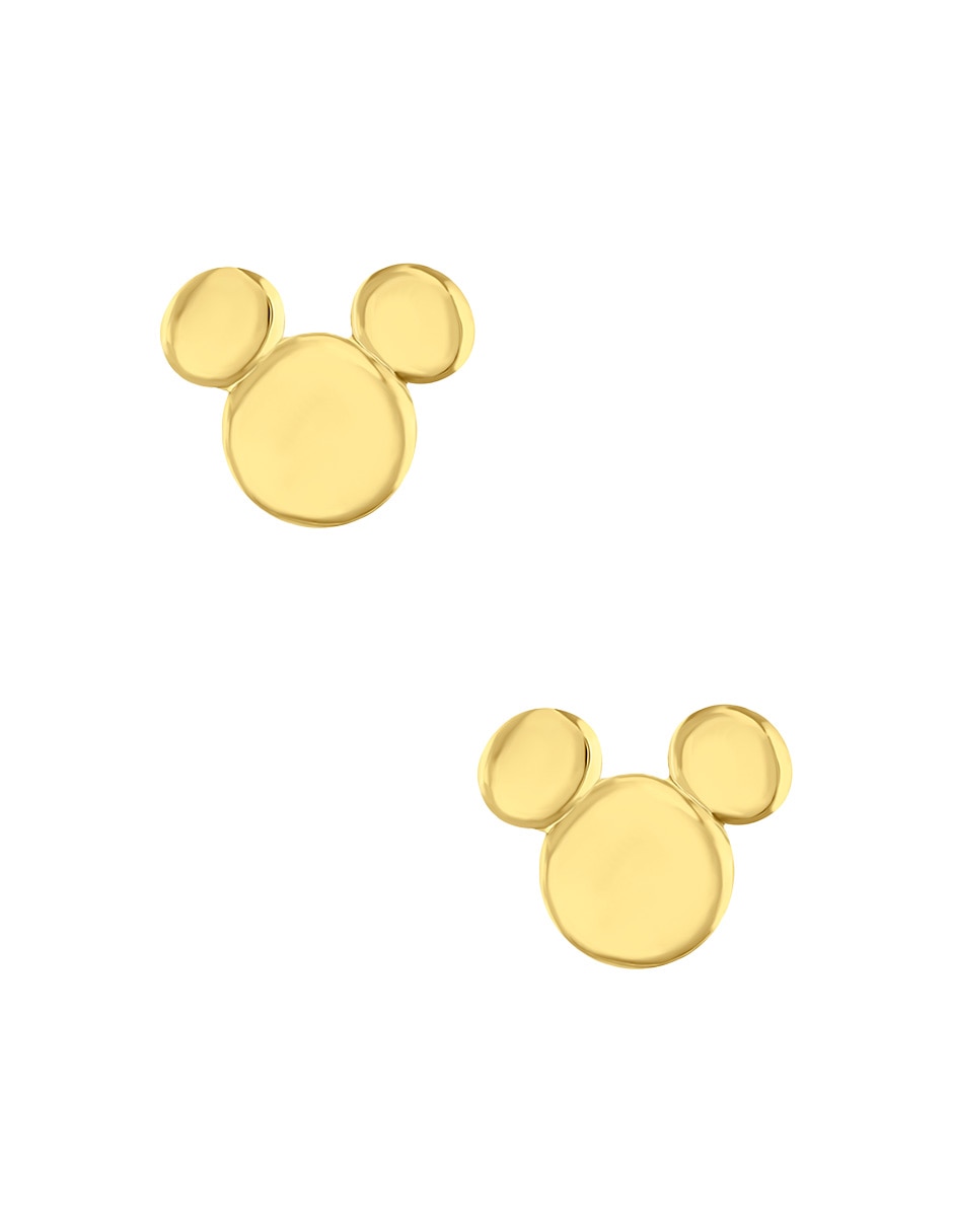 Broqueles redondos Mickey de oro amarillo 14 K con acabado pulido