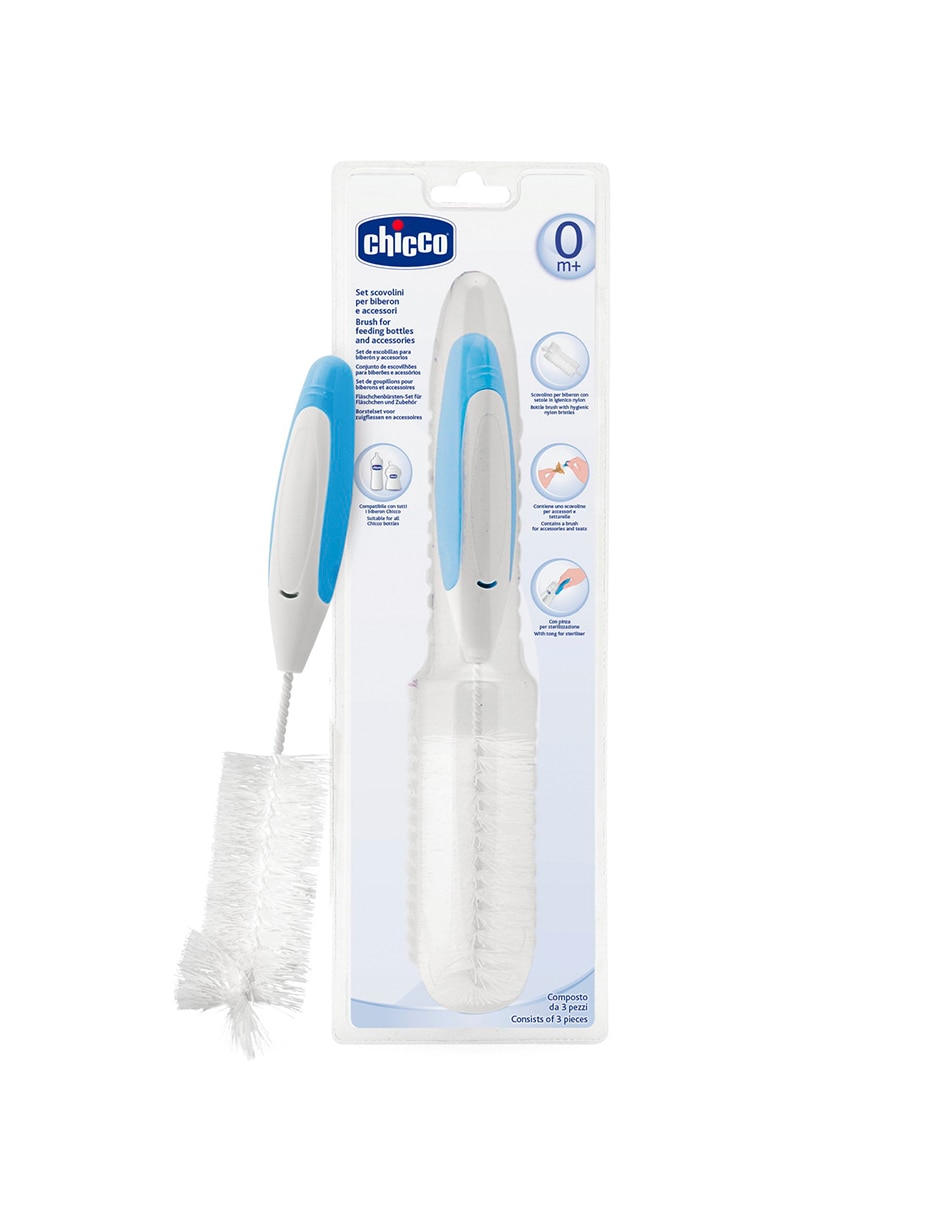 Higiene chicco bottle brush (3 in 1) con cerdas suaves