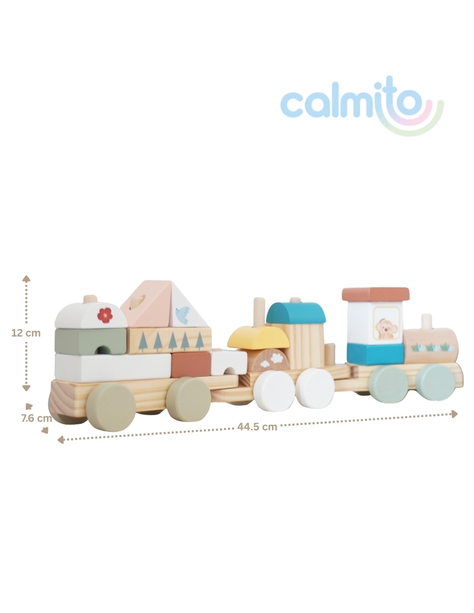 Juguete Tren Montessori de madera para bebé bloques de construcción 5