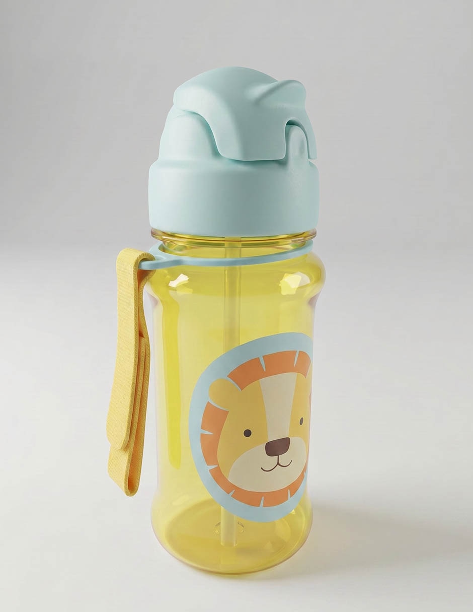 Botella de agua de plástico Zoo con tapa rosca 355 ml