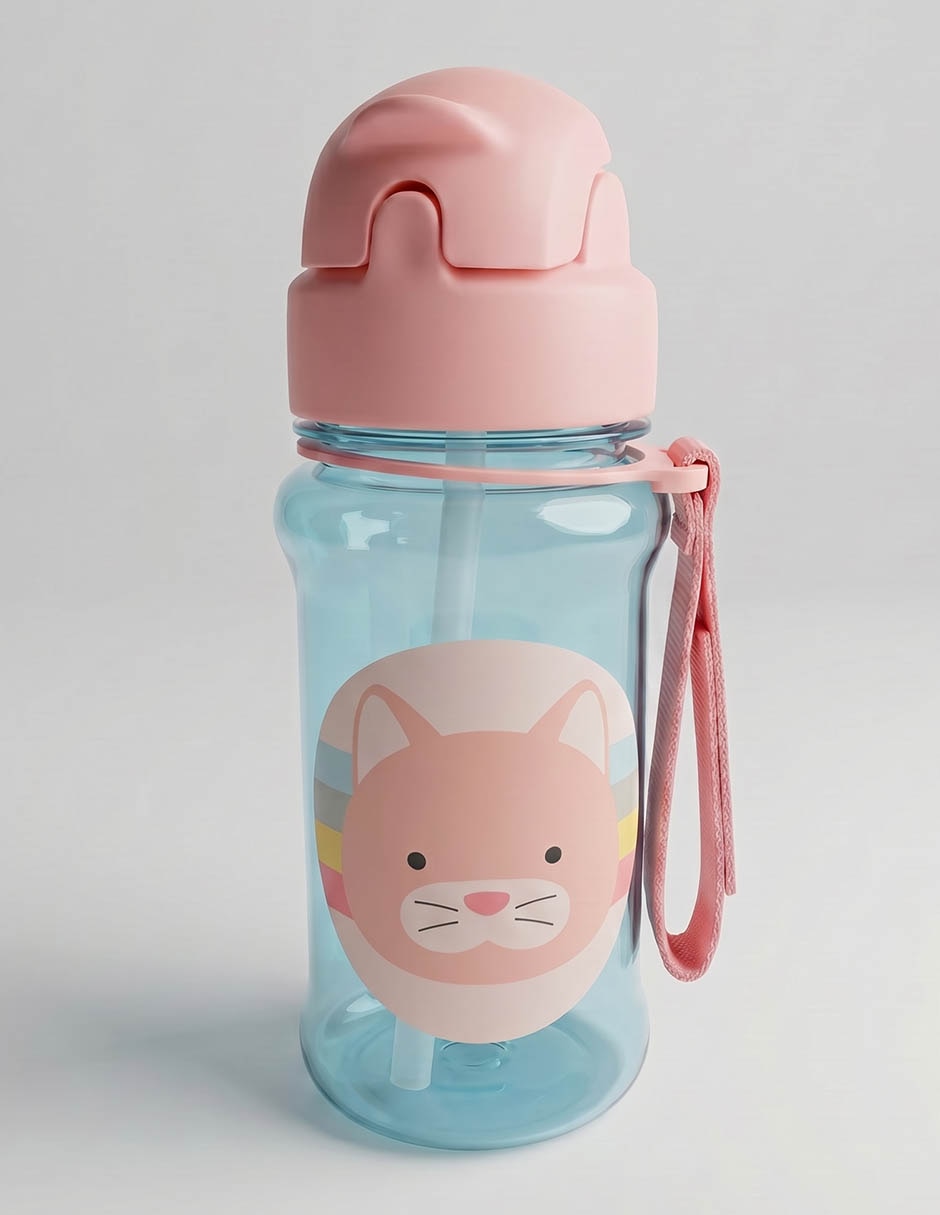 Botella de agua Skiphop de plástico Zoo con tapa rosca 355 ml