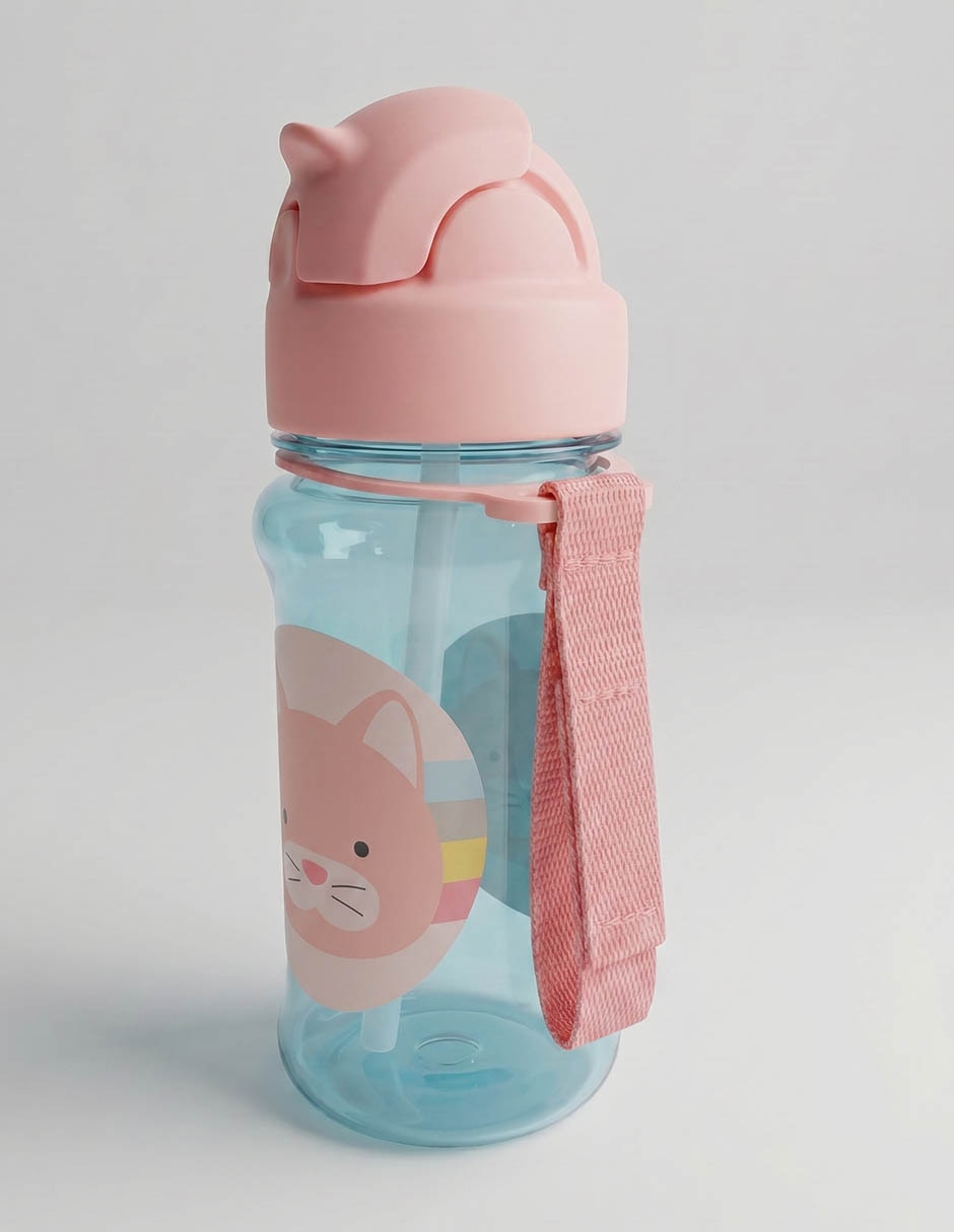 Botella de agua de plástico Zoo con tapa rosca 355 ml