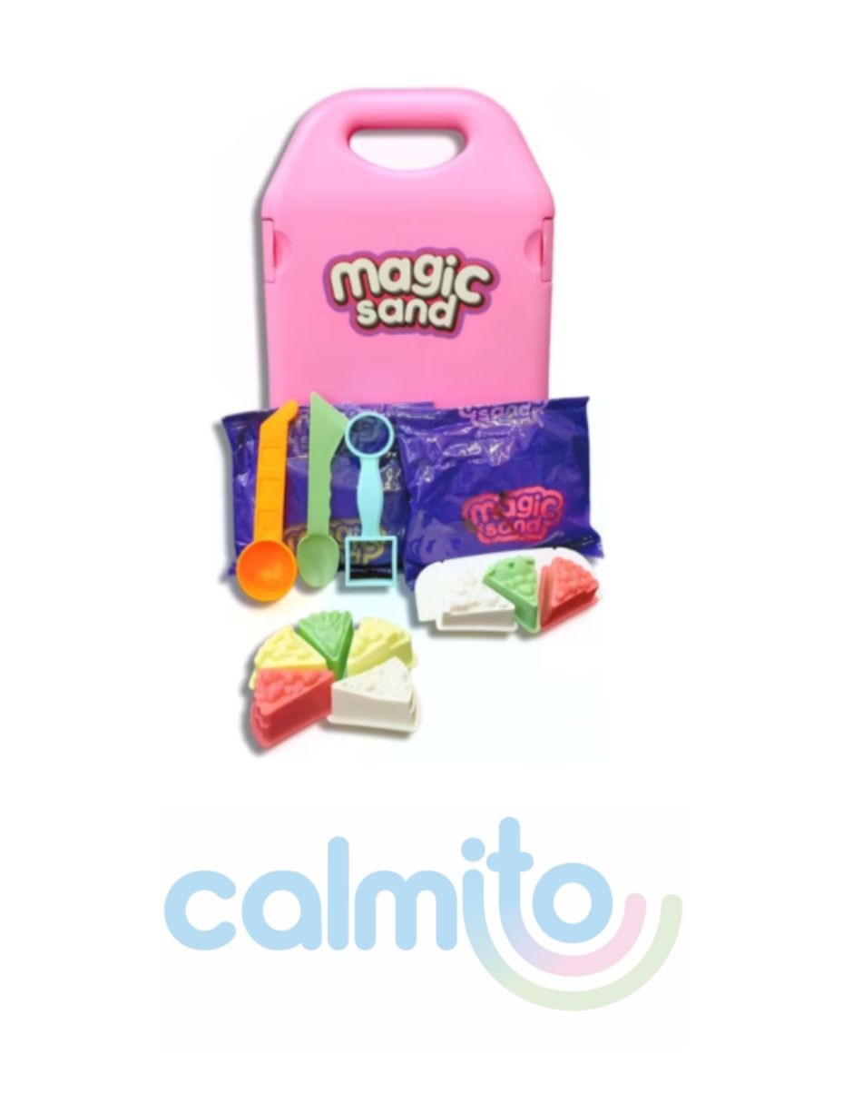 Calmito arena mágica para niños con moldes de pasteles y estuche portátil