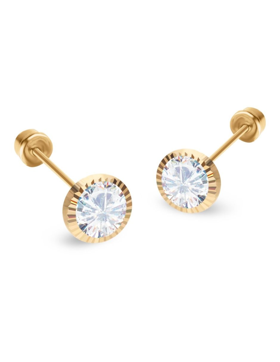Broqueles redondos de oro 14 K con acabado brillante Broqueles redondos de oro 14 K con acabado brillante