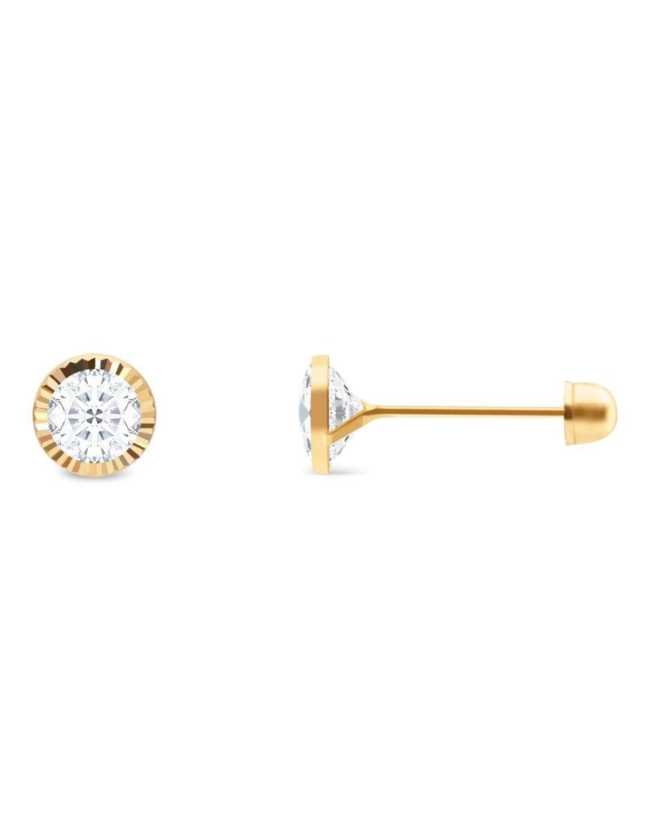 Broqueles redondos de oro 14 K con acabado brillante 2