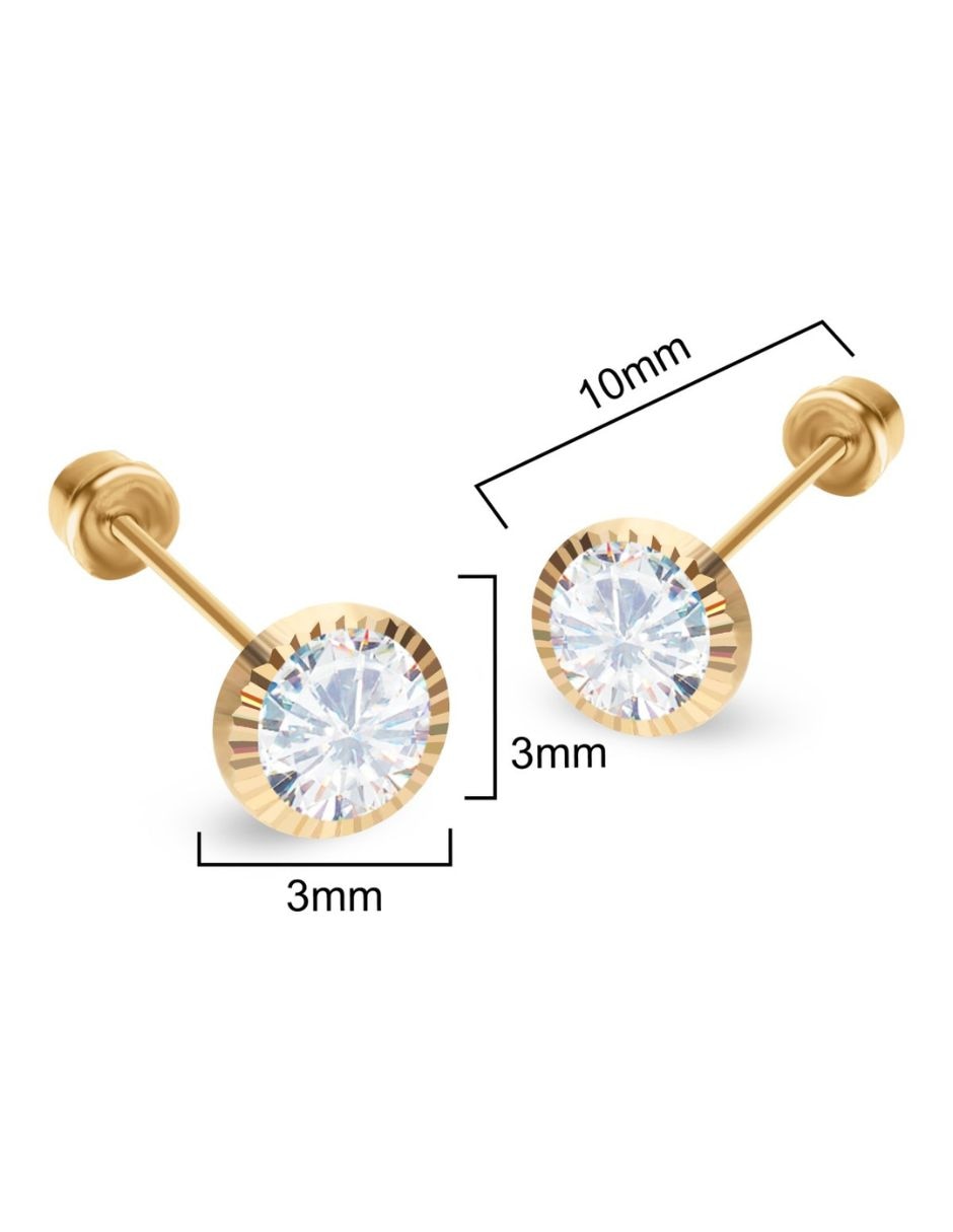 Broqueles redondos de oro 14 K con acabado brillante 3