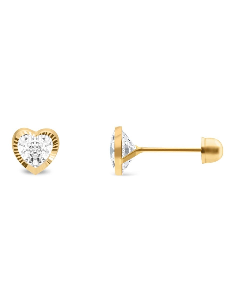 Broqueles de oro 14 k con acabado brillante zirconia 2