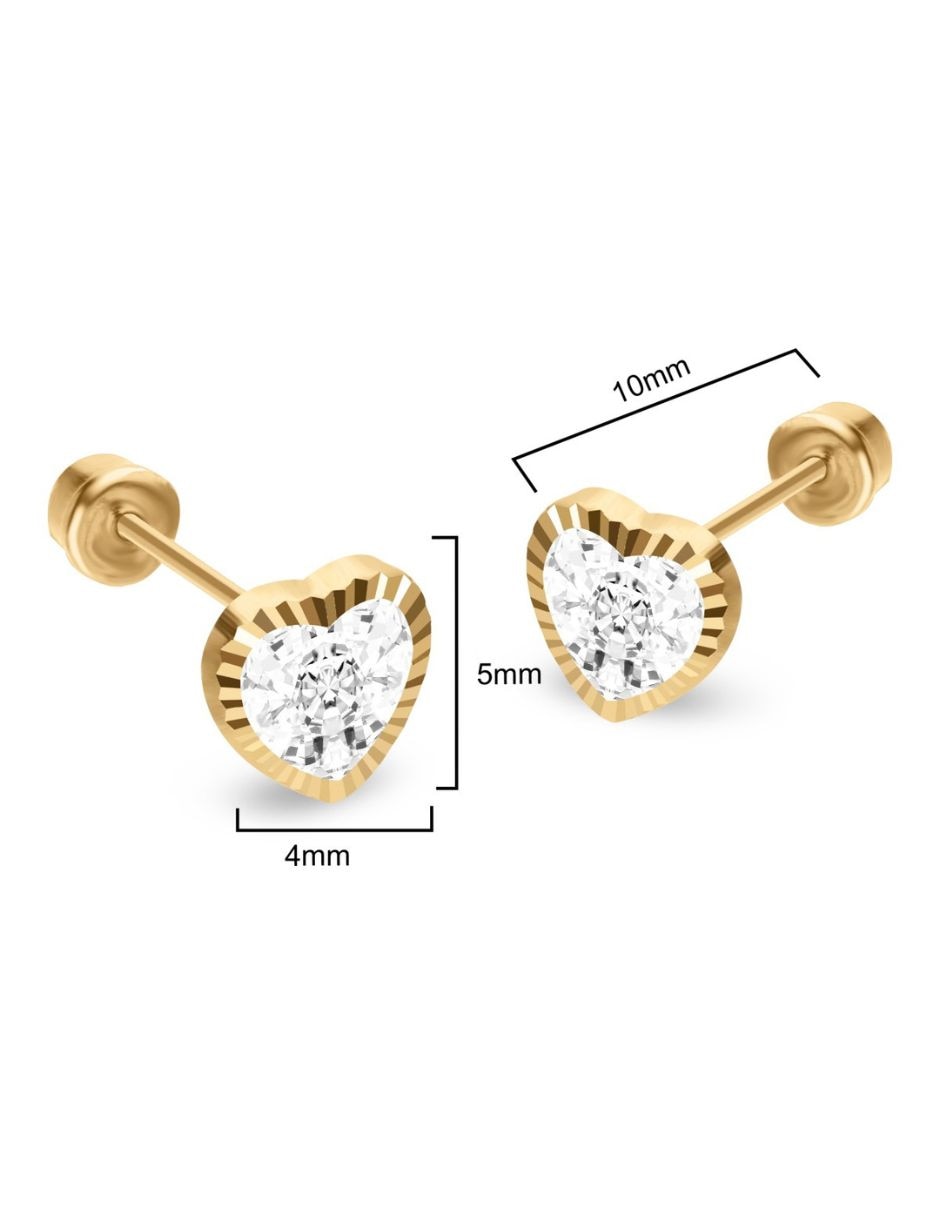Broqueles de oro 14 k con acabado brillante zirconia 3