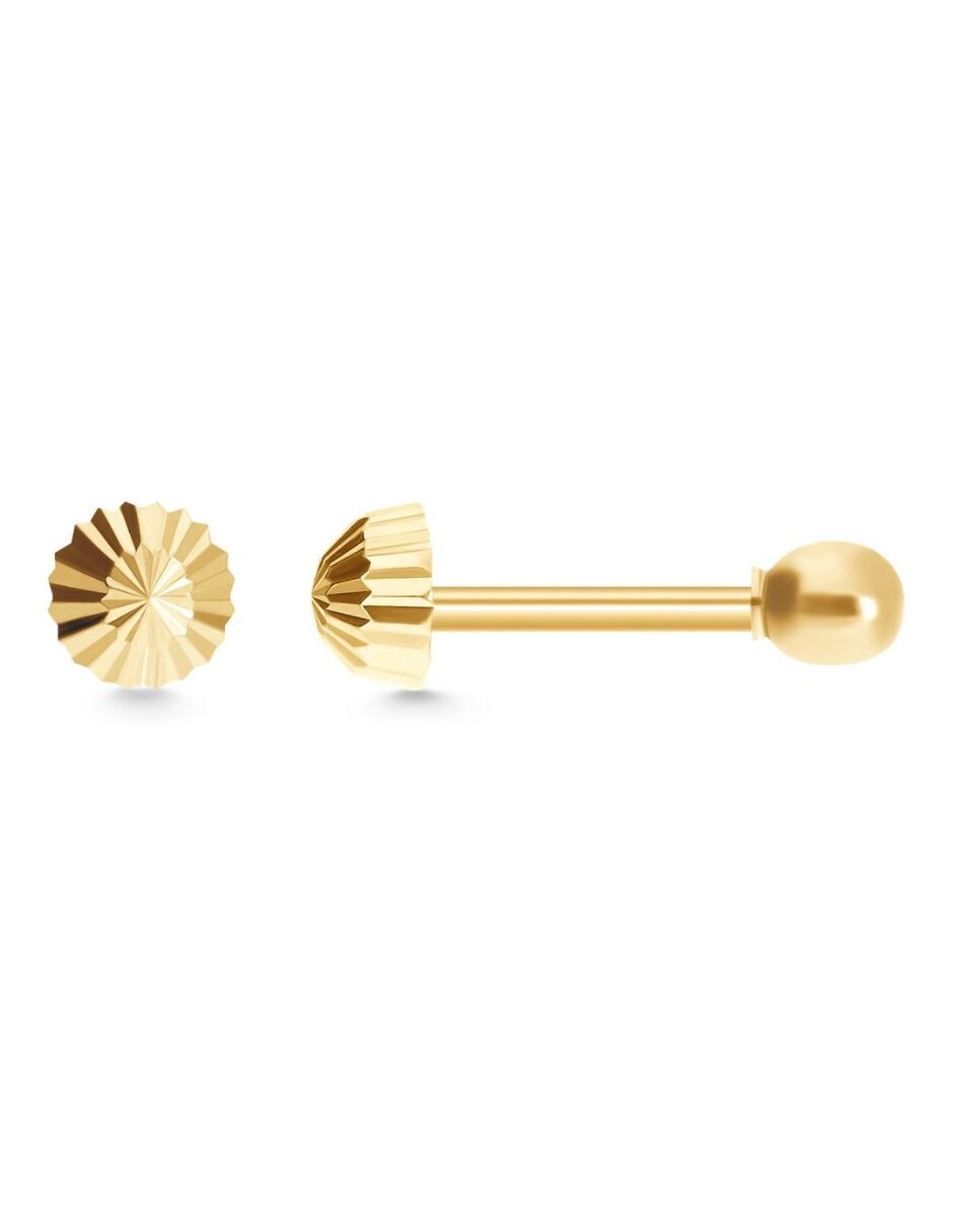 Broqueles de hongo de oro 14 K con acabado texturizado 2