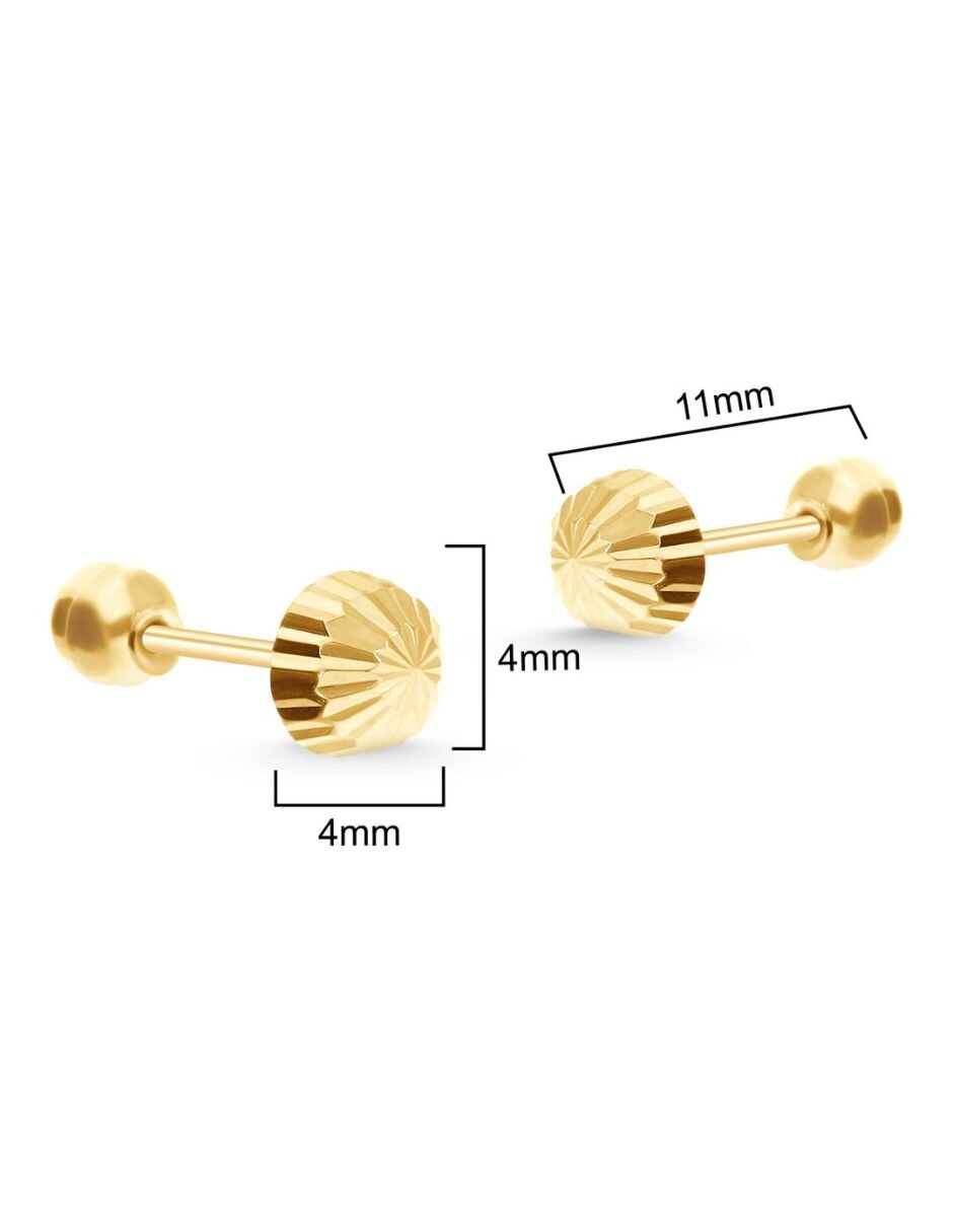 Broqueles de hongo de oro 14 K con acabado texturizado 3