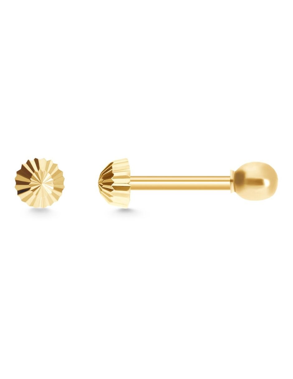 Broqueles de hongo de oro 14 K con acabado texturizado 2