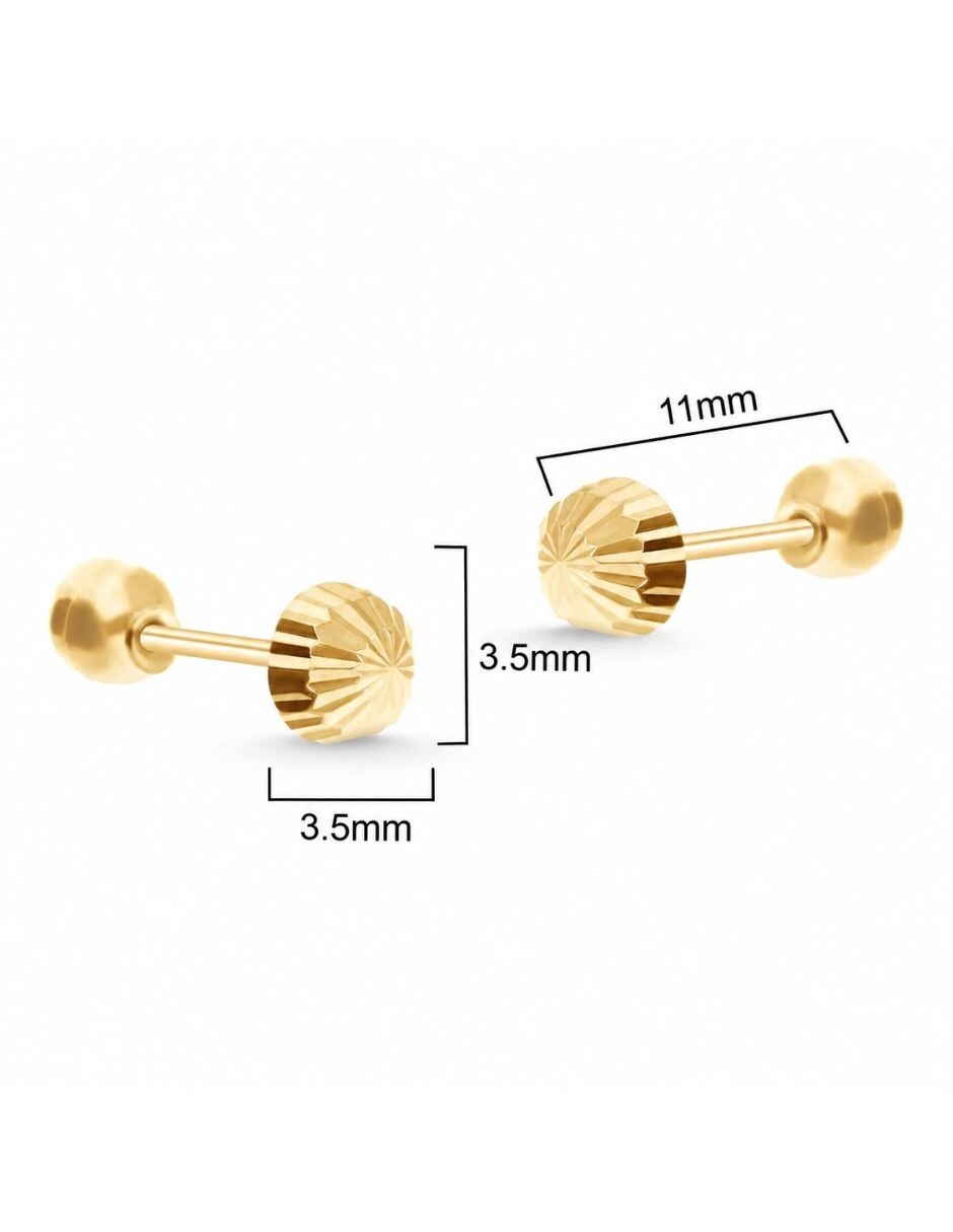Broqueles de hongo de oro 14 K con acabado texturizado 3