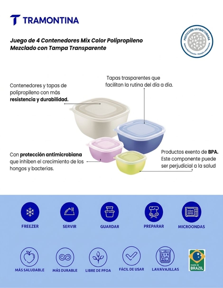 Set contenedores de polipropileno 8 piezas 2