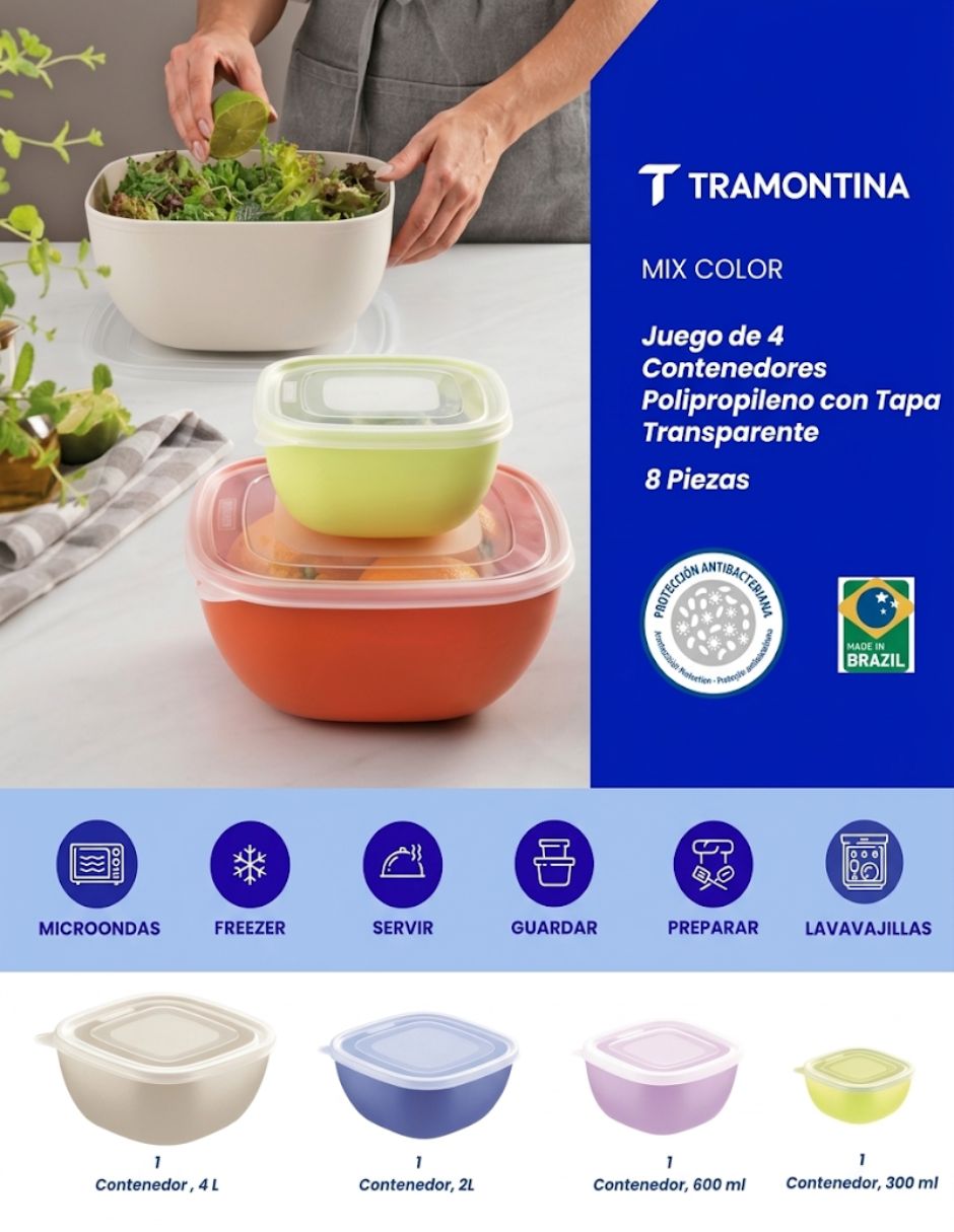 Set contenedores de polipropileno 8 piezas 4