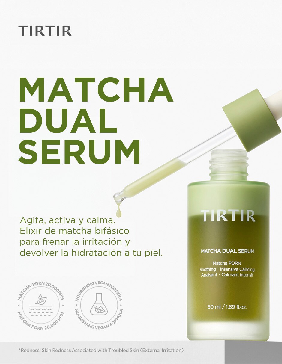 Sérum antioxidante para/de Facial MATCHA DUAL SERUM beneficiods TIRTIR de piel Todo tipo piel 3