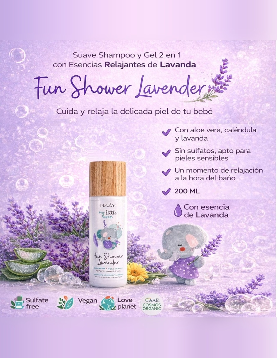 Shampoo para cabello para cabello Normal Fun Shower LAVENDER Shampoo-gel 5