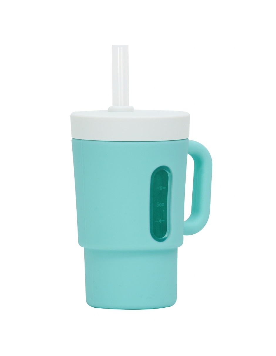 Vaso con tapa y popote de plástico