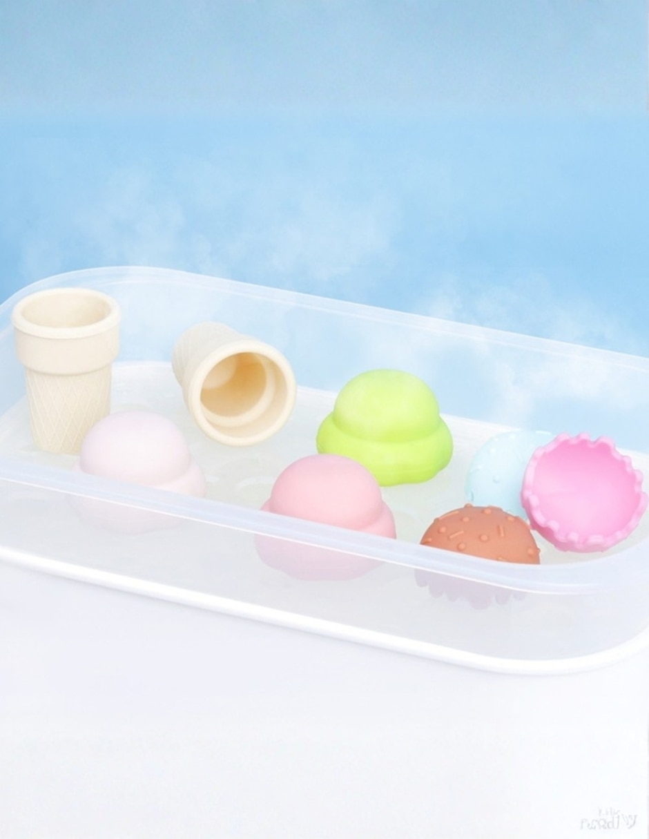 Juguete de silicón con diseño de Helado colorido apilable juego Didáctico 7